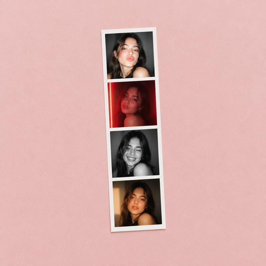 A photo strip with four photos in different vibes